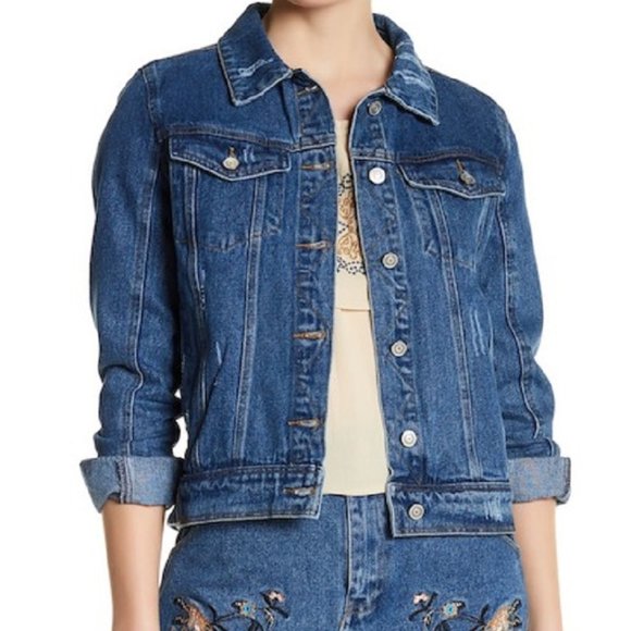 NWT Lunik Embroidered Denim Jacket Sz L - Picture 13 of 13